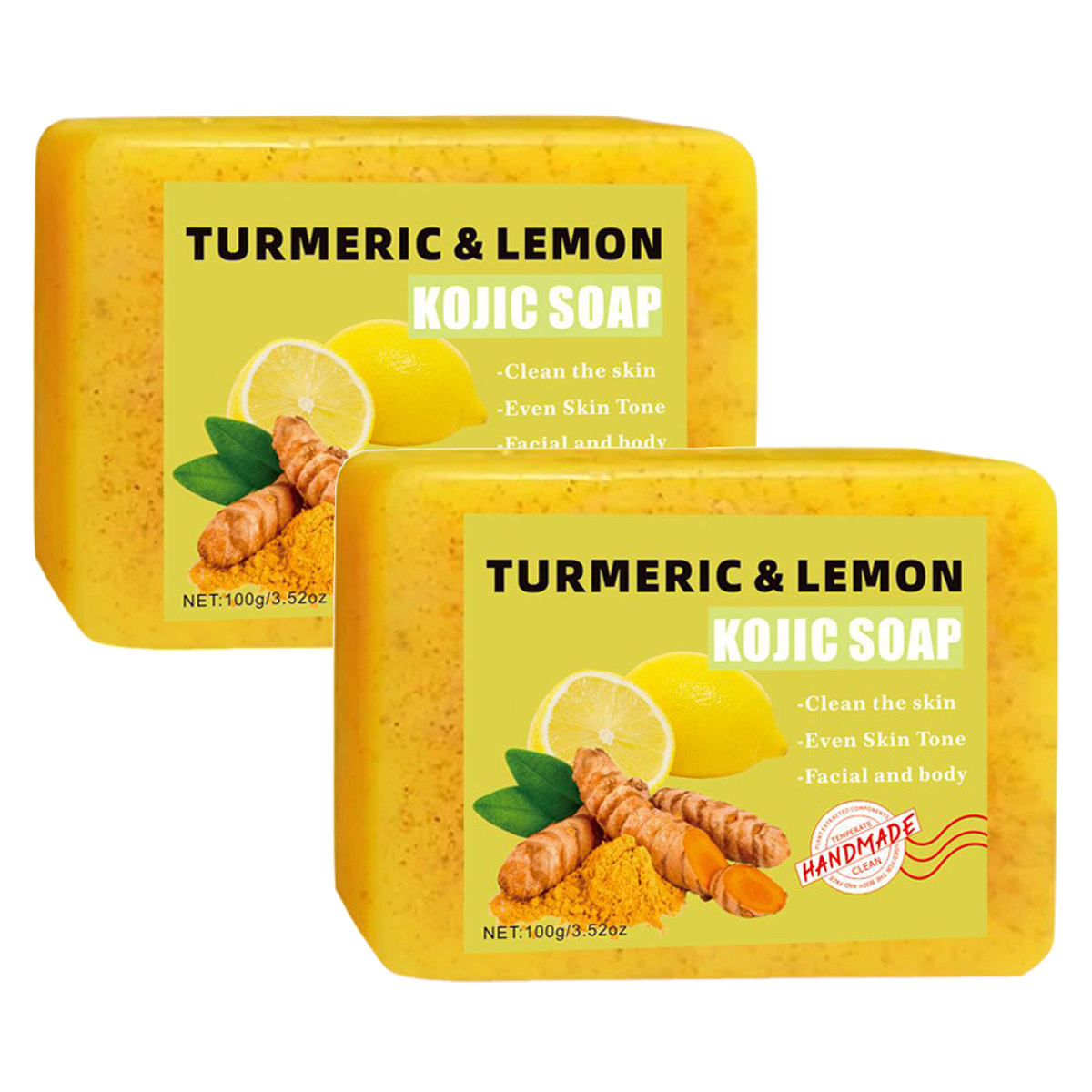 1/2PCs Lemon Turmeric Kojic Ac - Kojic Acid Soap recension och pris