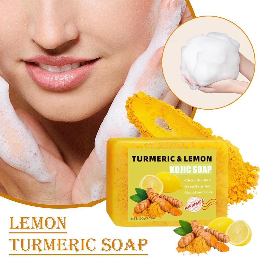 1/2PCs Lemon Turmeric Kojic Ac - Kojic Acid Soap recension och pris