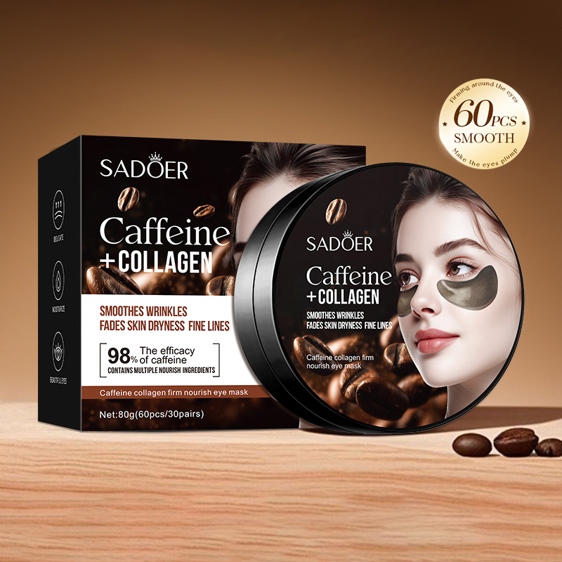 60pcs SADOER Caffeine Crystal  - Collagen Sheet Mask recension och pris